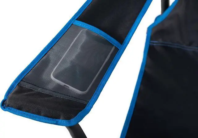 Alt view image 6 of 6 - 2 Pack Oversized Fully Padded Camping Chair Heavy Duty Quad Fold Arm Chair Support 350 LBS with Cup Holder, Collapsible Lumbar Back Chair Portable for Outdoor, Blue