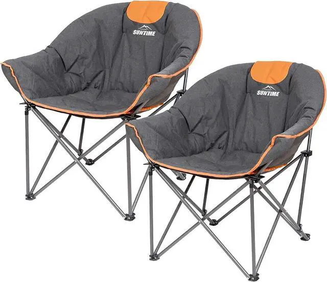 Main image of Suntime Sofa Chair, Oversize Padded Moon Leisure Portable Stable Comfortable Folding Chair for Camping, Hiking, Carry Bag(2 Pack)