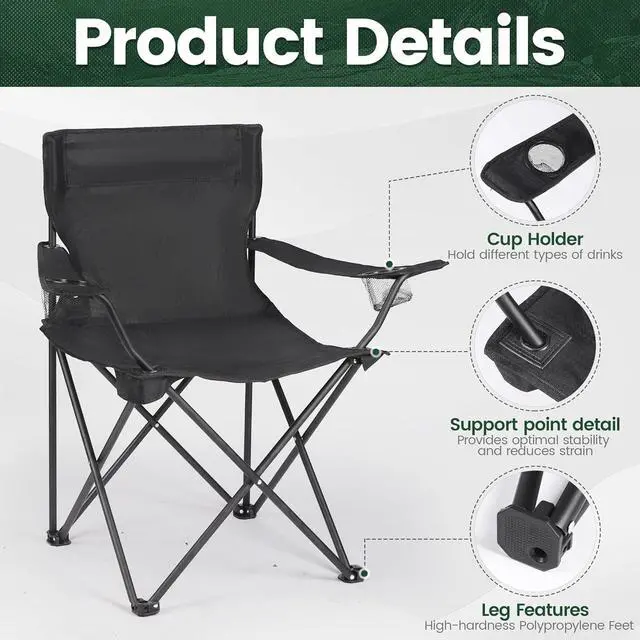 Alt view image 3 of 7 - 2 Pack Camping Chairs -Lightweight and Supportive Chairs for Adult and Lightweight Individuals - Compact, Durable, and Portable - Ideal for Camping, Hiking, Beach, and Picnics -Carry Bag