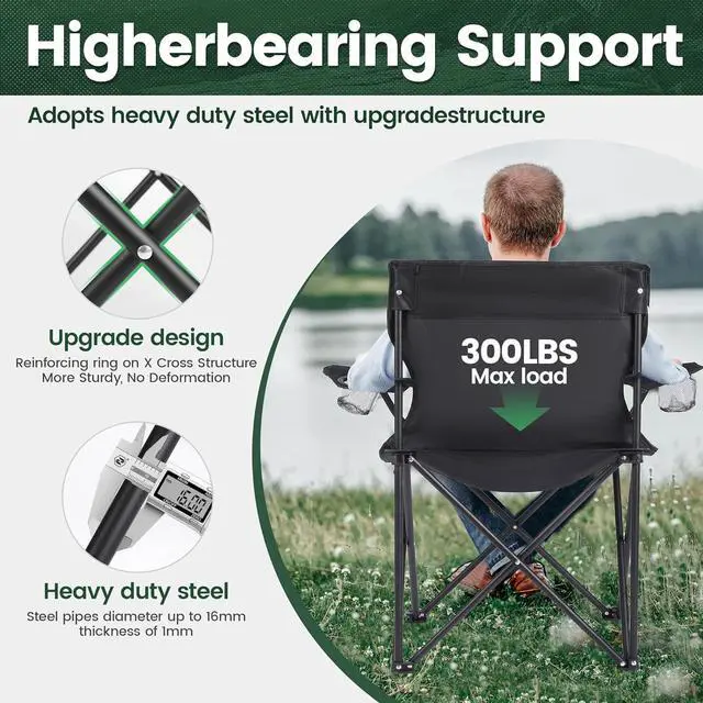 Alt view image 4 of 7 - 2 Pack Camping Chairs -Lightweight and Supportive Chairs for Adult and Lightweight Individuals - Compact, Durable, and Portable - Ideal for Camping, Hiking, Beach, and Picnics -Carry Bag