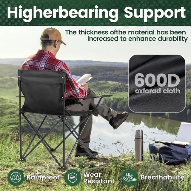 Alt view image 6 of 7 - 2 Pack Camping Chairs -Lightweight and Supportive Chairs for Adult and Lightweight Individuals - Compact, Durable, and Portable - Ideal for Camping, Hiking, Beach, and Picnics -Carry Bag