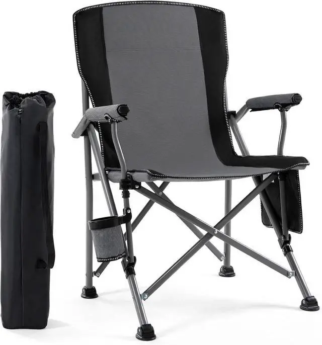 Main image of Camping Chair for Adults,Portable Folding Lawn Chair for Outside,Heavy Duty Camping Chair Support up to 330lbs,Collapsible Outdoor Beach Chair with Cup Holder(Grey)