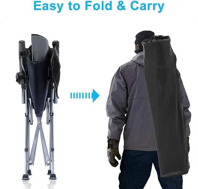 Alt view image 4 of 7 - Camping Chair for Adults,Portable Folding Lawn Chair for Outside,Heavy Duty Camping Chair Support up to 330lbs,Collapsible Outdoor Beach Chair with Cup Holder(Grey)