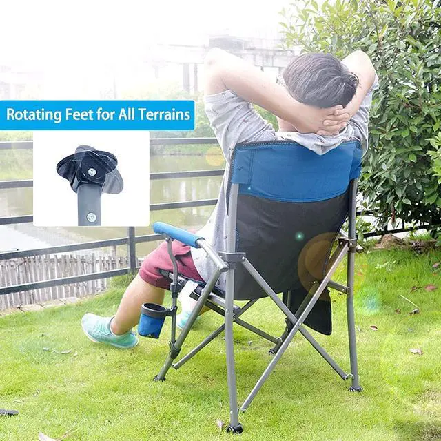 Alt view image 6 of 7 - Camping Chair for Adults,Portable Folding Lawn Chair for Outside,Heavy Duty Camping Chair Support up to 330lbs,Collapsible Outdoor Beach Chair with Cup Holder(Grey)