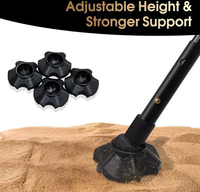 Alt view image 6 of 7 - High Back Folding Camping Chairs, Adjustable Height Beach Chair with Anti-Sinking Feet & Widened Seat (Green)