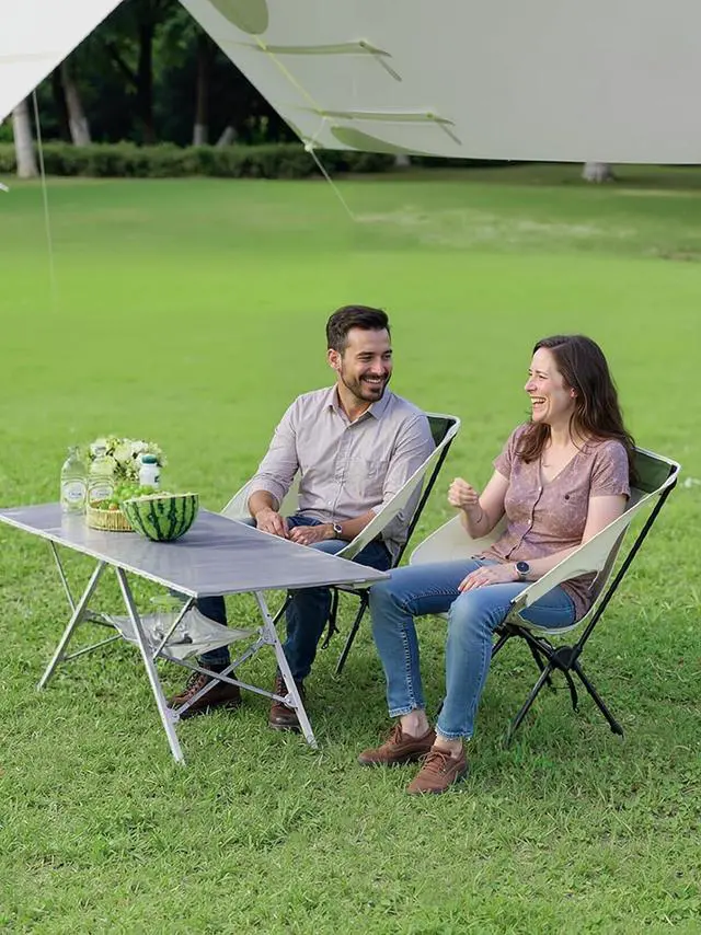 Alt view image 2 of 7 - Camping Table and 2 Camping Chairs, Portable Camping Set, Lightweight Carry Table and Chair for Outdoor Hiking Picnics BBQ Cooking