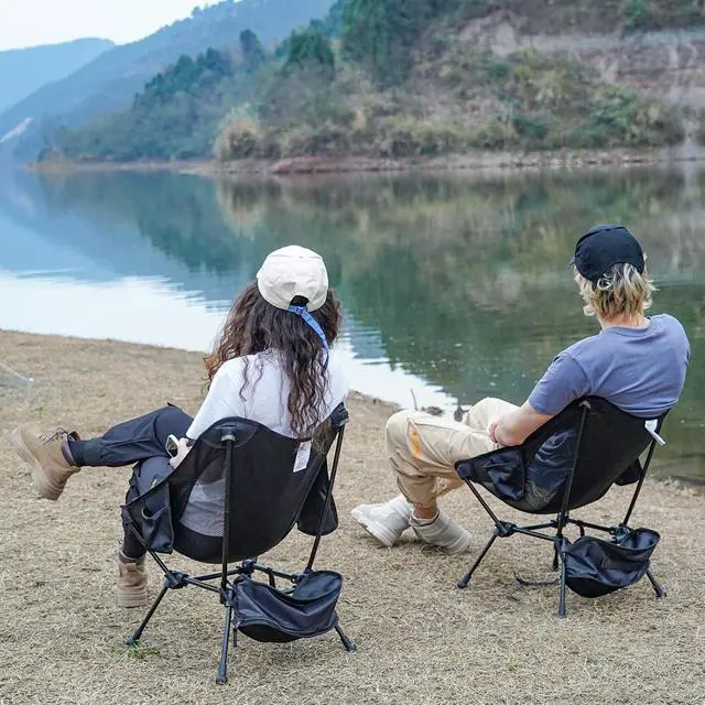 Alt view image 2 of 7 - Backpacking Chair, Ultralight Folding Portable Small Camping Chairs for Adults Compact Foldable Beach Seat with Anti-Sinking Feet & Aluminum Frame for Outdoor Hiking Travel Fishing, 2 Pack Black