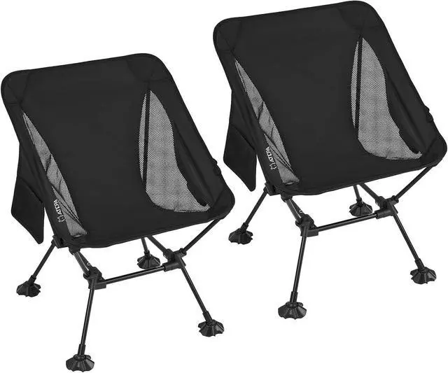 Main image of Backpacking Chair, Ultralight Folding Portable Small Camping Chairs for Adults Compact Foldable Beach Seat with Anti-Sinking Feet & Aluminum Frame for Outdoor Hiking Travel Fishing, 2 Pack Black