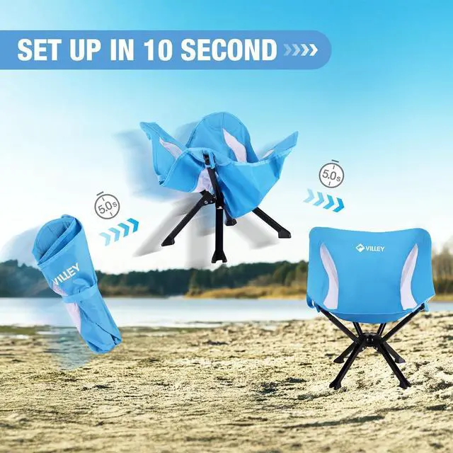 Alt view image 4 of 7 - Portable Folding Chair Lightweight Camping Chair No Assembly Needed, Quick Setup for Beach, Hiking, Supports 330 LBS, Blue