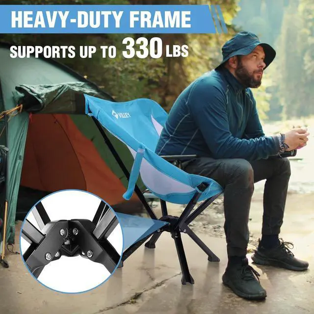 Alt view image 7 of 7 - Portable Folding Chair Lightweight Camping Chair No Assembly Needed, Quick Setup for Beach, Hiking, Supports 330 LBS, Blue