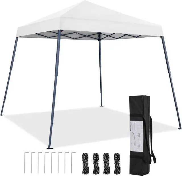 Main image of Instant Canopy Tent, 10x10 Slant Leg Easy Outdoor Pop up Canopy, Folding Portable Gazebo Instant Shelter Tent with Backpack for Garden/Camping/Party, 10x10 Base 8x8 Top, White