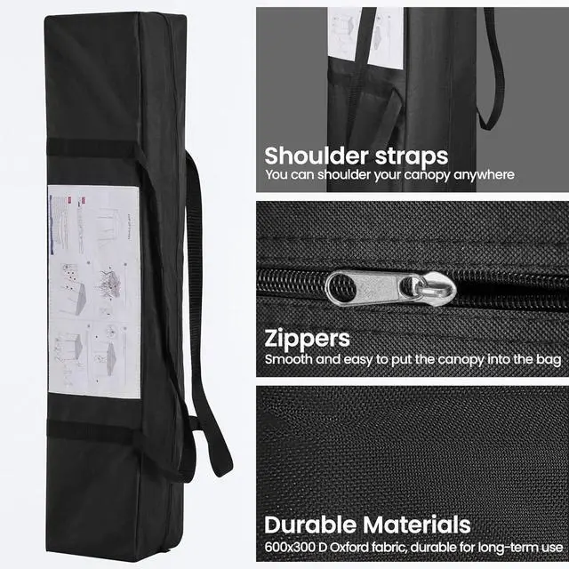 Alt view image 7 of 7 - Instant Canopy Tent, 10x10 Slant Leg Easy Outdoor Pop up Canopy, Folding Portable Gazebo Instant Shelter Tent with Backpack for Garden/Camping/Party, 10x10 Base 8x8 Top, White