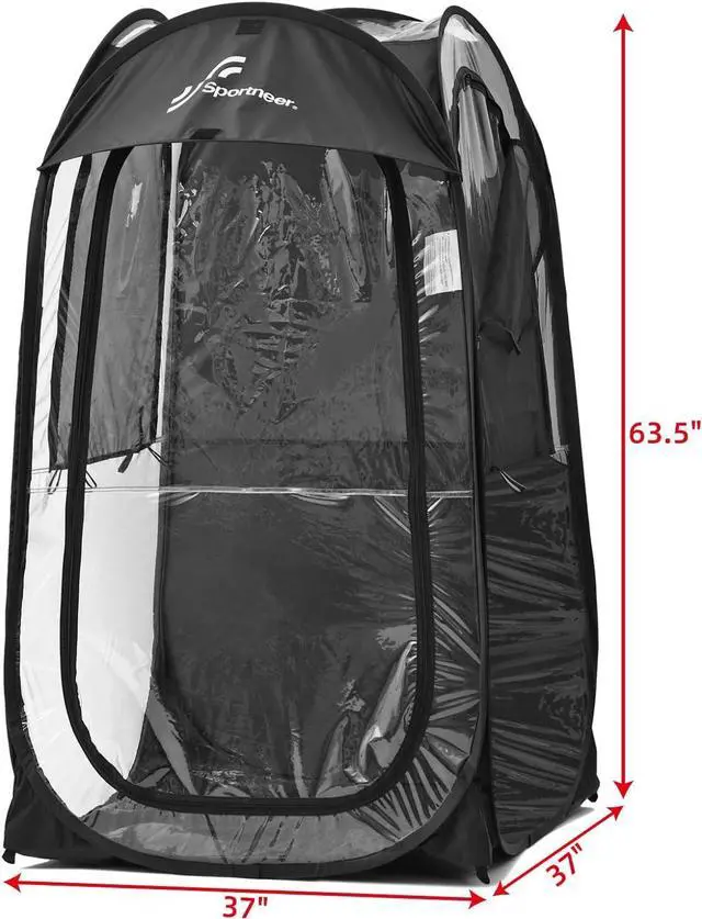 Alt view image 4 of 7 - Sports Tent: 1 Person Instant Shelter with Ultra Visibility for Cold Day - Lightweight Portable Pop Up Tent for Sports Event, Protection from Cold Wind and Rain, 37" Lx 37" W x 63.5" H