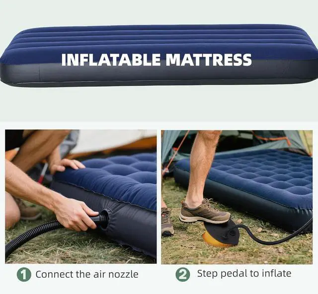 Alt view image 6 of 7 - Camping Tent Cot, 4-in-1 Folding Tent Cot Combo with Mattress, Pillow, Sleeping Bag, Roller Carrying Bag, Off Ground Travel Camp Cot for Hiking, Backpacking, Picnic