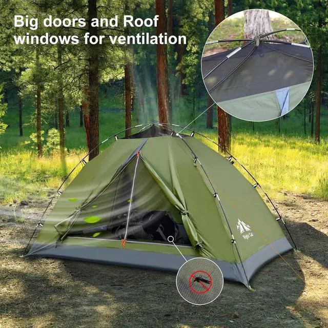 Alt view image 5 of 6 - Upgraded Backpacking Tents 1 2 Persons Easy Clip Setup Camping Tent Adults Scouts Heavy Rainproof Compact Lightweight