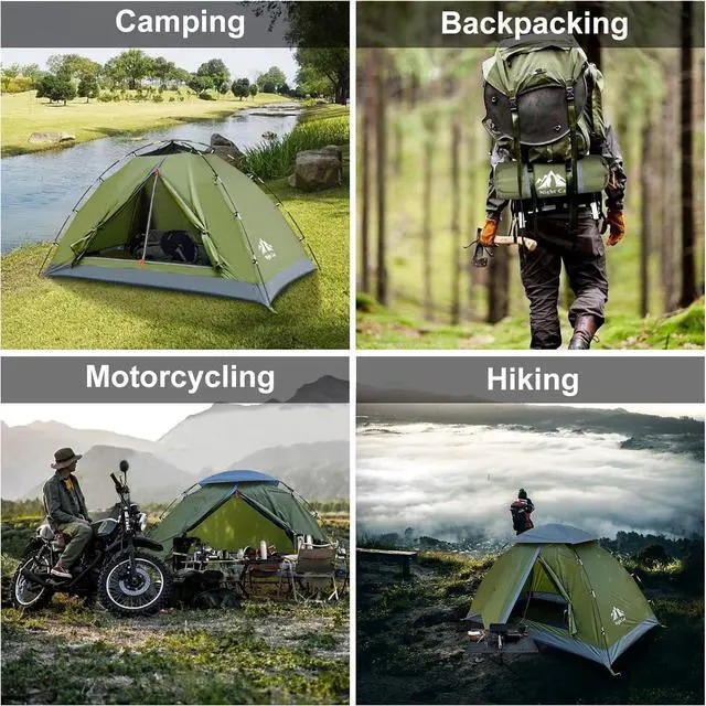 Alt view image 6 of 6 - Upgraded Backpacking Tents 1 2 Persons Easy Clip Setup Camping Tent Adults Scouts Heavy Rainproof Compact Lightweight