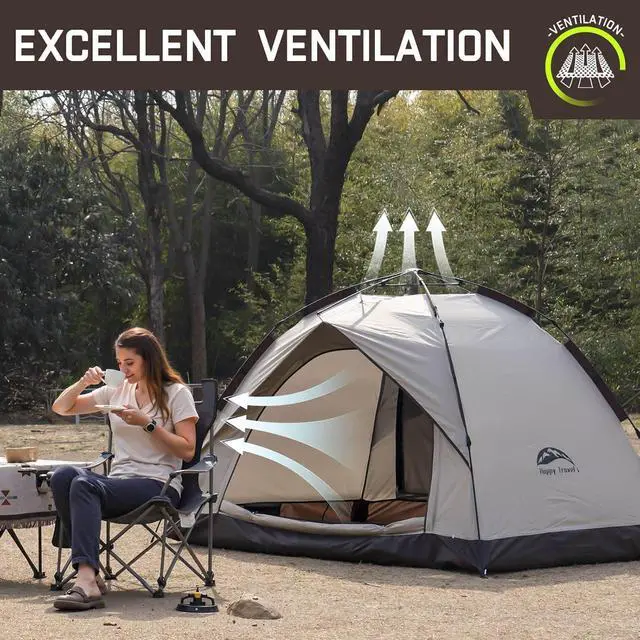 Alt view image 6 of 7 - 1/2/3/4 Person Camping Tent, Instant Easy Pop Up Tents for Camping,Automatic Waterproof Family Camping Tent, Easy Set Up Tent,Portable Windproof Dome Tent for Camping Hiking & Traveling