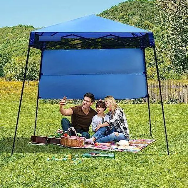 Alt view image 3 of 6 - Fireflowery 7 x 7 Pop Up Canopy Tent, Portable Shelter Canopy w/Backpack, Outdoor Instant Canopy Tent, Lightweight & Compact for Hiking, Fishing, Camping, Picnic (7'x7' Base, 6'x6' top)