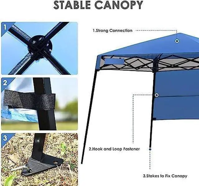 Alt view image 5 of 6 - Fireflowery 7 x 7 Pop Up Canopy Tent, Portable Shelter Canopy w/Backpack, Outdoor Instant Canopy Tent, Lightweight & Compact for Hiking, Fishing, Camping, Picnic (7'x7' Base, 6'x6' top)