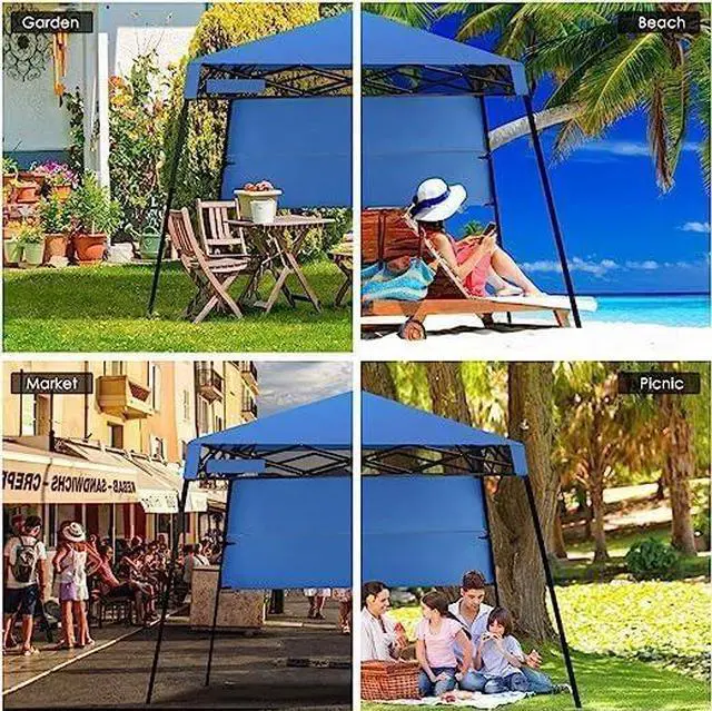 Alt view image 6 of 6 - Fireflowery 7 x 7 Pop Up Canopy Tent, Portable Shelter Canopy w/Backpack, Outdoor Instant Canopy Tent, Lightweight & Compact for Hiking, Fishing, Camping, Picnic (7'x7' Base, 6'x6' top)