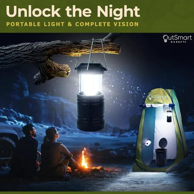 Alt view image 5 of 7 - Outdoor Portable Toilet Set for Adults with Camping Night Lantern, Folding XL Toilet, Pop Up Privacy Tent and Carry Bags, Multipurpose Potty, Washable and Foldable for RV Travel