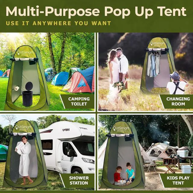 Alt view image 7 of 7 - Outdoor Portable Toilet Set for Adults with Camping Night Lantern, Folding XL Toilet, Pop Up Privacy Tent and Carry Bags, Multipurpose Potty, Washable and Foldable for RV Travel