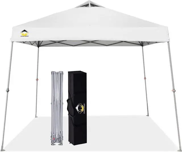 Main image of 9x9 Pop Up Canopy Tent Slanted Legs for Added Stability - Beach Tent Sun Shelter for Outdoor Shades - Canopy with 11x11 Base, with Carry Bag, White