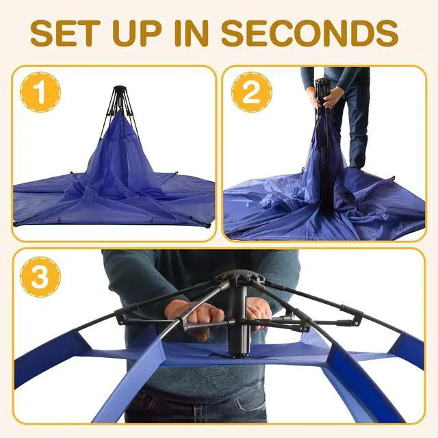 Alt view image 2 of 7 - Baby Playpen Play Yard 84"x84"x44Large Pop Up Playpen Foldable Play Tent Indoor & Outdoor Kids Tent Lightweight Safe Space Canopy for Infants Toddlers Pets, Navy
