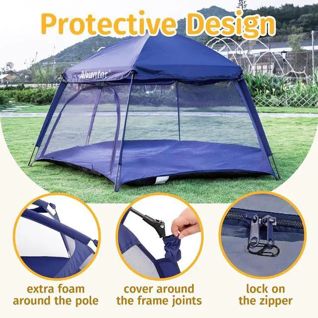 Alt view image 7 of 7 - Baby Playpen Play Yard 84"x84"x44Large Pop Up Playpen Foldable Play Tent Indoor & Outdoor Kids Tent Lightweight Safe Space Canopy for Infants Toddlers Pets, Navy