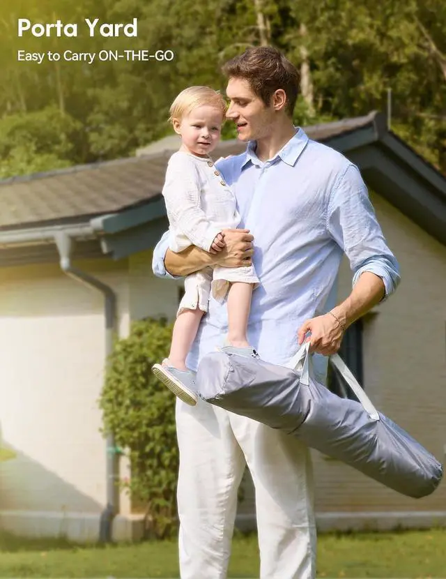 Alt view image 3 of 6 - Baby Playpen with Canopy, Pop up Toddler Tent, Travel/Nap, Indoor and Outdoor, Portable&Foldable, Beach Tent, Sun Protection, Double-Door, One-Touch Storage - Grey