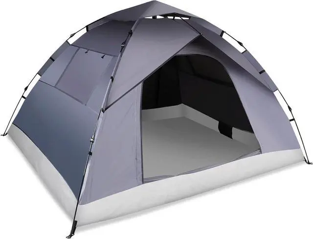 Main image of 1/2/3/4 Person Pop-Up Camping Tent, Instant Setup Family Tent with Double Layer & Large Mesh Windows, Portable for Hiking, Backpacking & Outdoor Adventures, Waterproof & Windproof