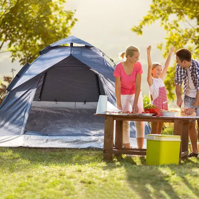 Alt view image 2 of 7 - 1/2/3/4 Person Pop-Up Camping Tent, Instant Setup Family Tent with Double Layer & Large Mesh Windows, Portable for Hiking, Backpacking & Outdoor Adventures, Waterproof & Windproof