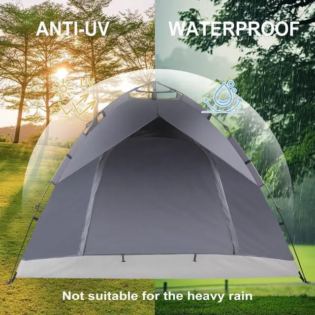 Alt view image 4 of 7 - 1/2/3/4 Person Pop-Up Camping Tent, Instant Setup Family Tent with Double Layer & Large Mesh Windows, Portable for Hiking, Backpacking & Outdoor Adventures, Waterproof & Windproof
