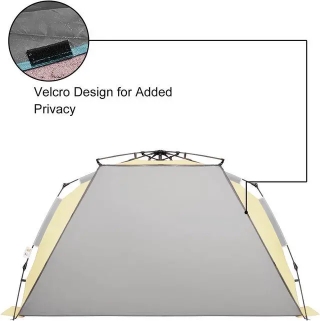 Alt view image 5 of 5 - XX-Large Pop Up Beach Tent Sun Shelter for 5-6 Person Portable Sun Shade Instant Tent for Beach with Carrying Bag, Stakes, 6 Sand Pockets, Anti UV for Fishing Hiking Camping Khaki