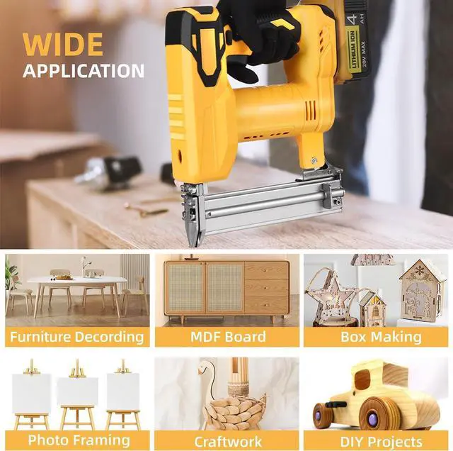Alt view image 3 of 7 - 18 Gauge Brad Nailer/Narrow Crown Stapler Compatible with Dewalt 20V MAX Battery(NO Battery) 2 in 1 Cordless Nail Gun with 1000 Nails and 1000 Staples for Home Improvement, DIY and Woodworking