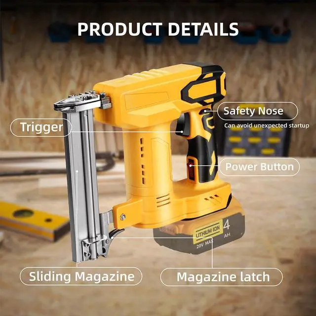 Alt view image 7 of 7 - 18 Gauge Brad Nailer/Narrow Crown Stapler Compatible with Dewalt 20V MAX Battery(NO Battery) 2 in 1 Cordless Nail Gun with 1000 Nails and 1000 Staples for Home Improvement, DIY and Woodworking