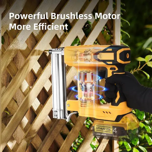Alt view image 2 of 7 - 18 Gauge Brad Nailer/Narrow Crown Stapler Compatible with Dewalt 20V MAX Battery(NO Battery) 2 in 1 Cordless Nail Gun with 1000 Nails and 1000 Staples for Home Improvement, DIY and Woodworking