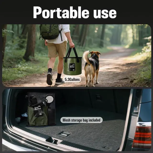 Alt view image 5 of 7 - Portable Camping Shower | 5.3/6.6 gal. Foldable Bucket, 6000mAh Rechargeable Shower Pump, 6' 7" Filtered Shower Head, Summer Beach Outdoor Showering Hiking Pet Bath RV Car Wash Water Plant