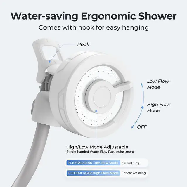 Alt view image 5 of 7 - MAX Shower Portable Shower for Camping, Rechargeable Outdoor Camping Shower, Portable Shower Pump with USB-C,Shower Pump for Hiking, Car wash, Pet Cleaning, Beach Vacations