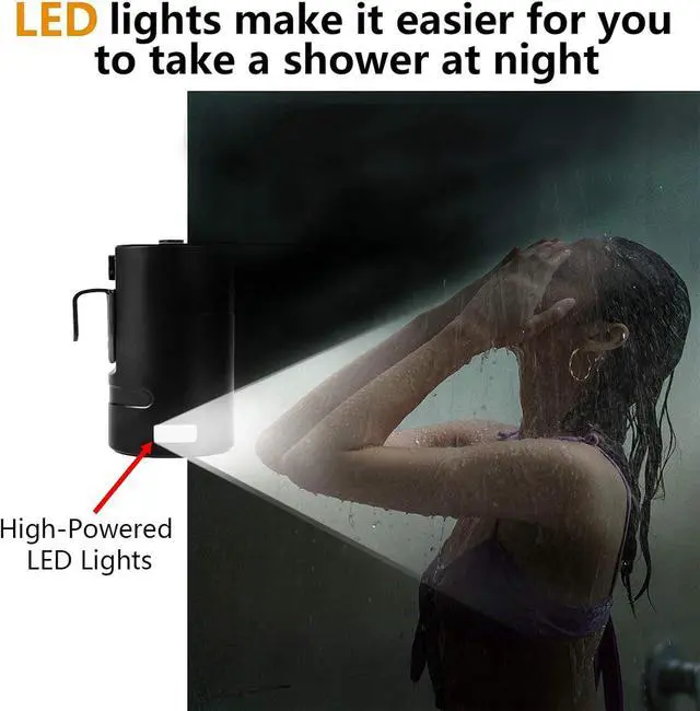 Alt view image 6 of 7 - Portable Camping Shower, Built-in 4400mAh, USB Rechargeable IPX7 Waterproof Battery Shower Pump+Collapsible Bucket for Family Camp Hiking Backpacking Travel Beach Pet Flowering, Outdoor