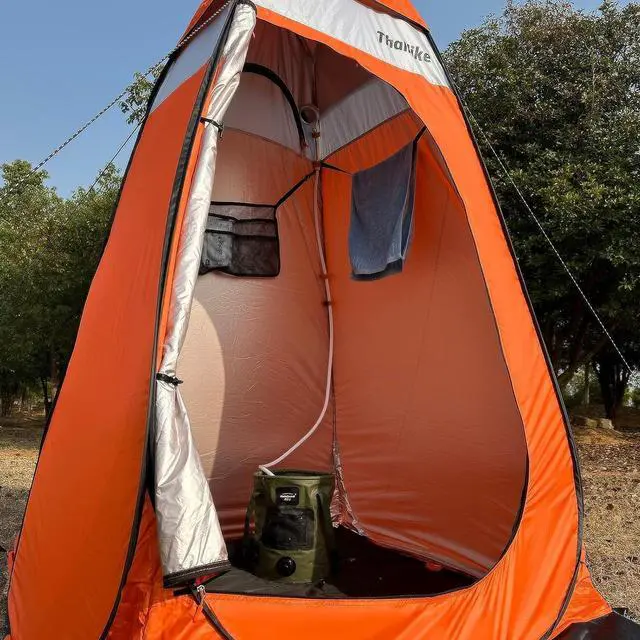 Alt view image 3 of 7 - Upgrade Pop Up Privacy Shower Tent 55" x 55" x 83", Portable Camping Shower Tent, Camping Toilet Changing Room with Rain Shelter & Extended Floor Mat, Dressing Room for Beach
