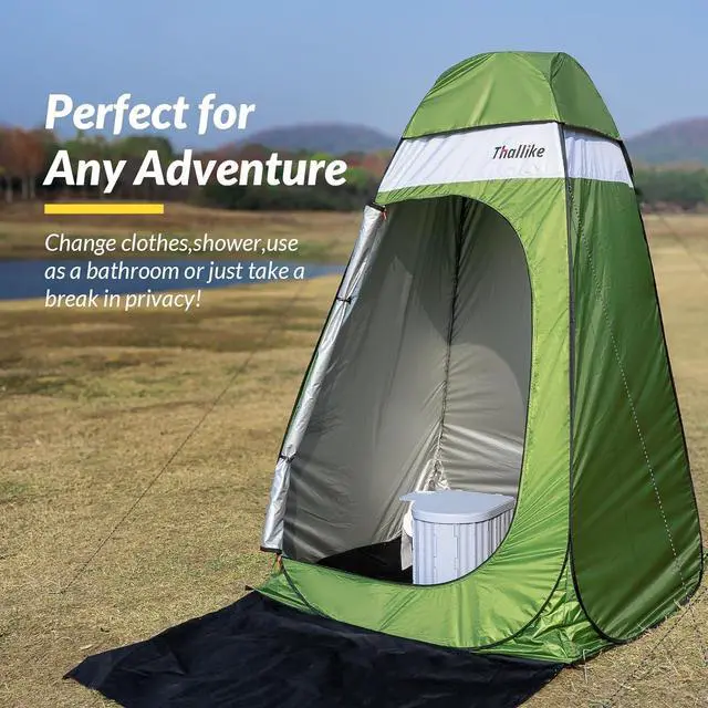 Alt view image 6 of 7 - Upgrade Pop Up Privacy Shower Tent 55" x 55" x 83", Portable Camping Shower Tent, Camping Toilet Changing Room with Rain Shelter & Extended Floor Mat, Dressing Room for Beach