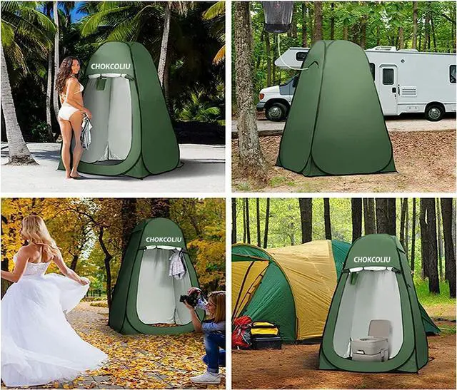 Alt view image 3 of 6 - Pop-up Shower Tent & 20L Solar Shower Bag Combo - Waterproof Camping Privacy Shelter with Portable Heated Water Reservoir for Outdoor Bathing, Beach, Hiking (Green, 120x120x190cm)