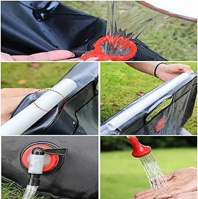 Alt view image 6 of 6 - Pop-up Shower Tent & 20L Solar Shower Bag Combo - Waterproof Camping Privacy Shelter with Portable Heated Water Reservoir for Outdoor Bathing, Beach, Hiking (Green, 120x120x190cm)