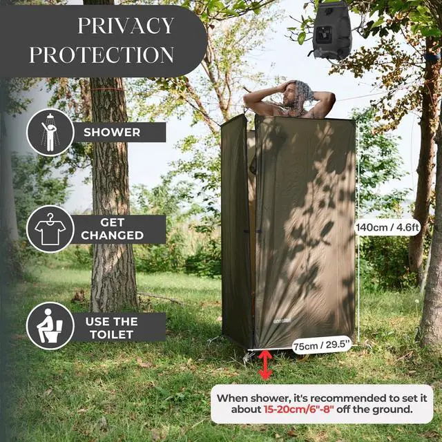 Alt view image 2 of 7 - Portable Privacy Shower Tent with Pole, Ultralight Camping Shower Shelter Portable Toilet Tent Bathroom Tent Privacy Changing Dressing Room for Outdoor Use Camping Hiking Backpacking