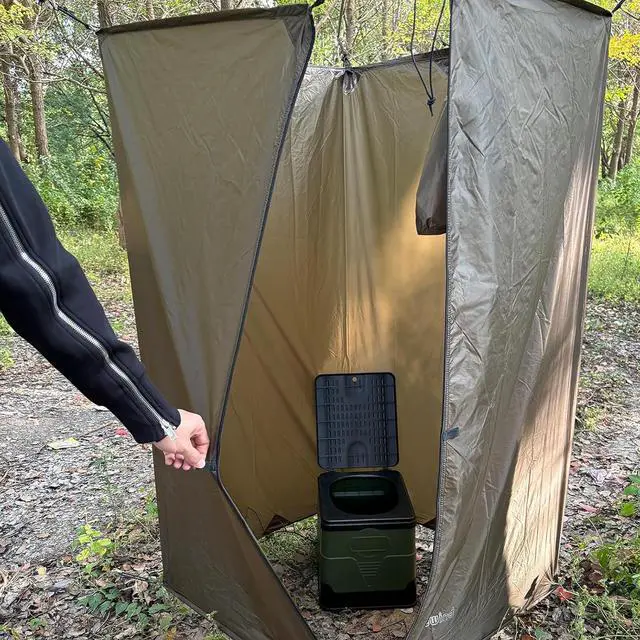 Alt view image 5 of 7 - Portable Privacy Shower Tent with Pole, Ultralight Camping Shower Shelter Portable Toilet Tent Bathroom Tent Privacy Changing Dressing Room for Outdoor Use Camping Hiking Backpacking