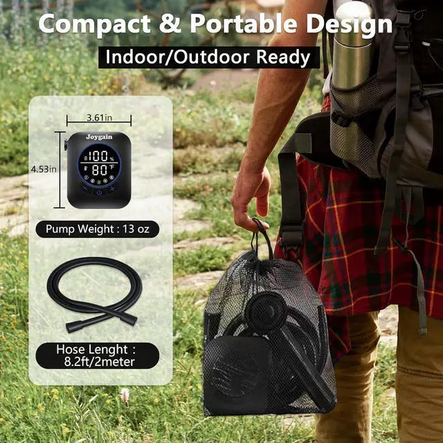 Alt view image 5 of 7 - Portable Camping Shower with 8000mAh Rechargeable Battery - Lightweight Outdoor Shower Pump with 2.5m Hose, Hook & Suction Cup, for Van Life, RV, Pet, Hiking, Beach, Festival Use