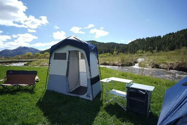 Alt view image 3 of 7 - Caddis Rapid Privacy Shelter 1/2-Rooms, Camping Shower & Portable Toilet Tent, Privacy Tents for Camping, Pop Up Tent for Showering, Changing or Lavatories, Portable Shower, (by Caddis Sports Inc.)