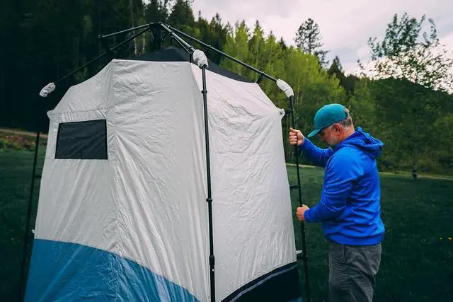 Alt view image 5 of 7 - Caddis Rapid Privacy Shelter 1/2-Rooms, Camping Shower & Portable Toilet Tent, Privacy Tents for Camping, Pop Up Tent for Showering, Changing or Lavatories, Portable Shower, (by Caddis Sports Inc.)