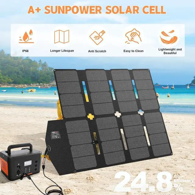 Alt view image 6 of 7 - 100W Portable Solar Panel MC-4 Foldable Solar Panel Charger Kits 18V IP68 Waterproof Lightweight and Compact for Small Power Station RV Travel Outdoor Activities